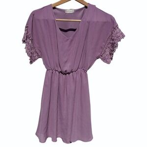 Altar'd State Mauve Crochet‎ Sleeve Dress SZ:XS